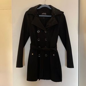 Black Double Breasted Water-Resistant and Windproof Jacket